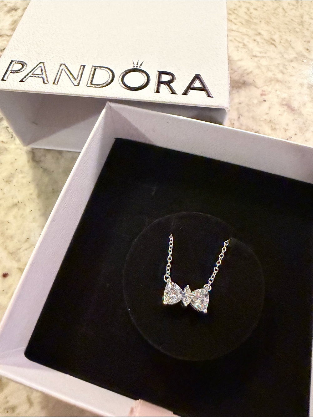 Brand New- Pandora Sparkling Bow Necklace